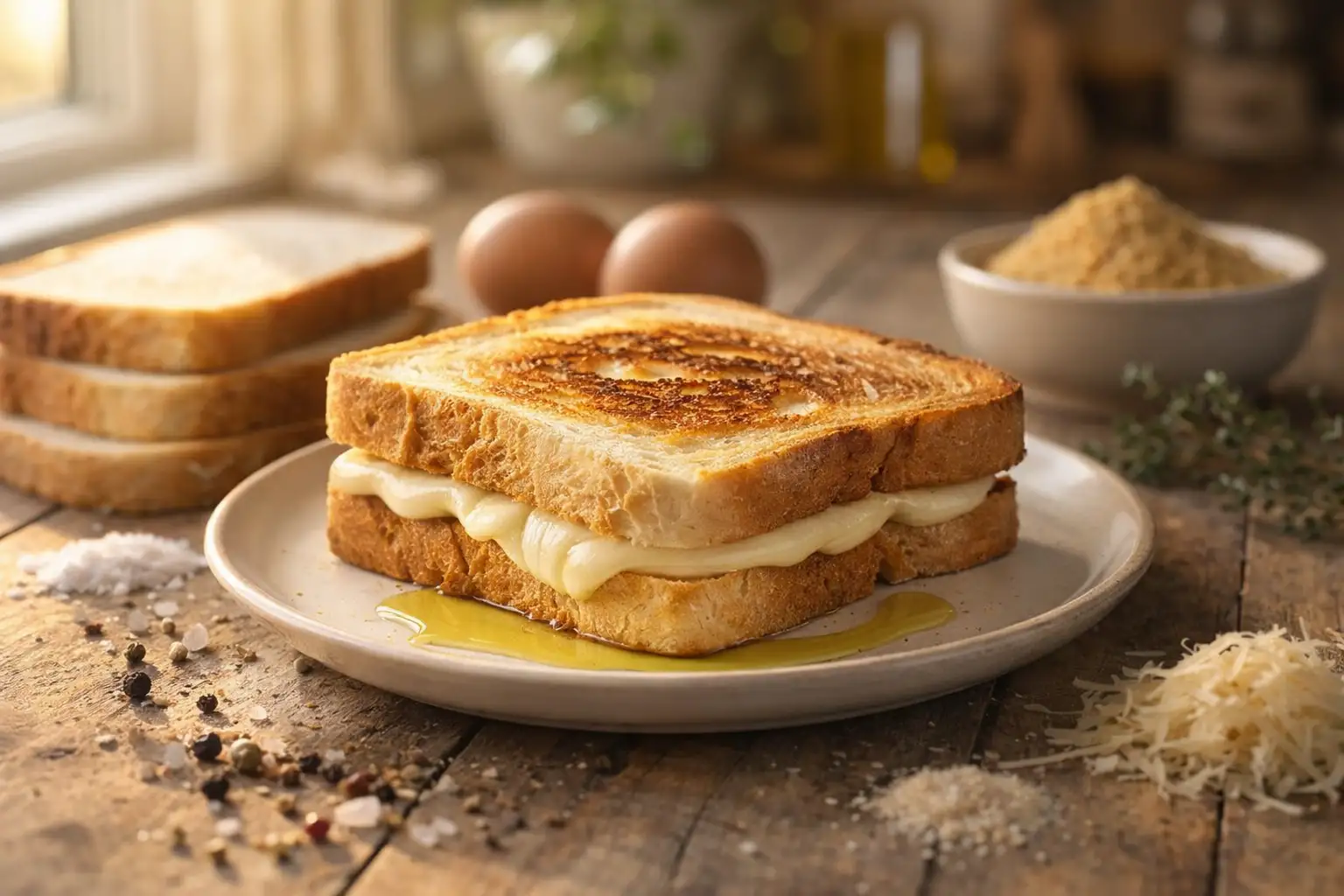 Mozzarella in carrozza al forno: croccante fuori, filante dentro senza friggere