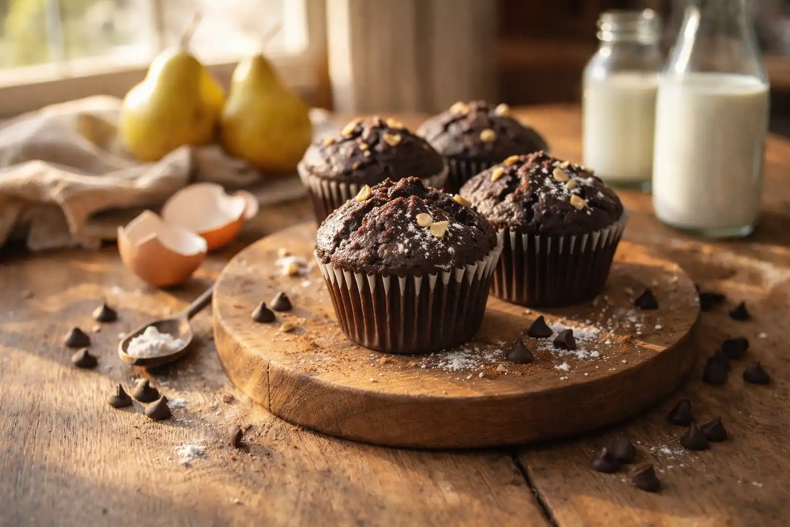 Muffin pere e cioccolato: la ricetta per averli soffici in 30 minuti