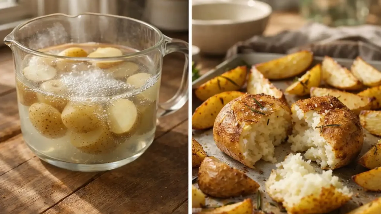 Patate al forno croccanti fuori e morbide dentro: il trucco dell'aceto che cambia tutto