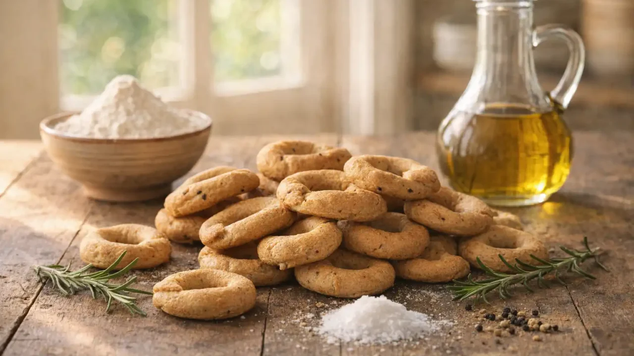 Taralli al rosmarino e vino bianco: la ricetta della doppia cottura