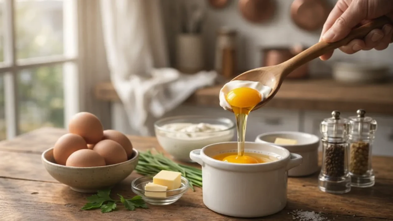 Uova in cocotte con panna acida: cremosità e equilibrio in 15 minuti